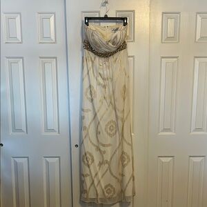 Elegant Cream and Gold Strapless Dress